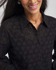 Chico's Women | Heart Eyelet Shirt BLACK