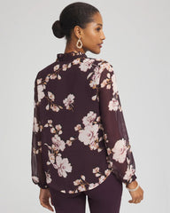 Chico's Women | Frosty Floral Ruffleneck Blouse NIGHT BLOOM