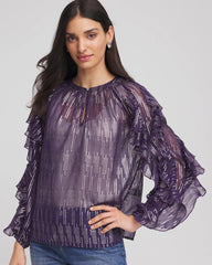 Chico's Women | Georgette Ruffle Sleeve Blouse PURPLE ELIXIR