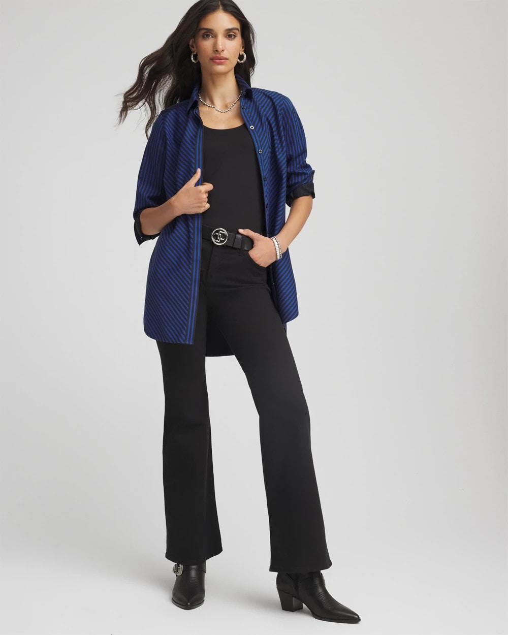 Chico's Women | No Iron™ Slimming Striped Tunic COBALT STONE