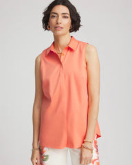 Chico's Women | No Iron™ Sleeveless Sateen-Stretch Shirt SUNSET PEACH