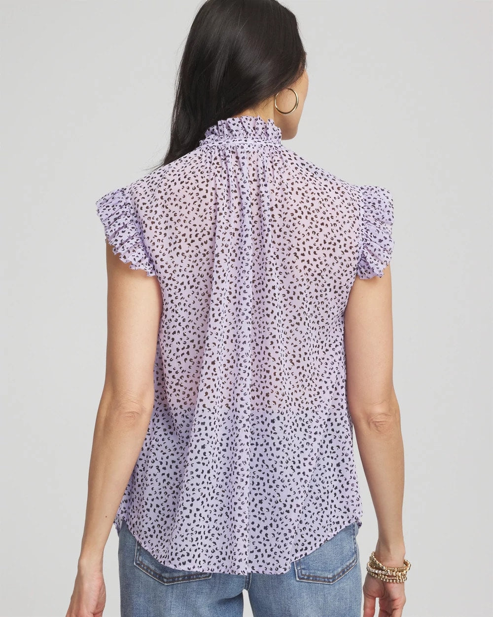 Chico's Women | Cheetah Print Ruffle-Collar Blouse VIOLET AURA
