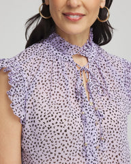 Chico's Women | Cheetah Print Ruffle-Collar Blouse VIOLET AURA