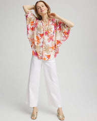 Chico's Women | Floral Braided Batwing Blouse CRUSHED BERRIES