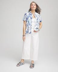 Chico's Women | Butterfly Voile Short Sleeve Shirt LUSH IRIS