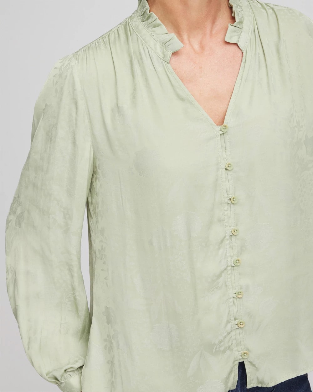 Chico's Women | Jacquard Georgette Peasant Blouse SAGE MEADOW
