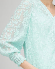 Chico's Women | Floral Soutache V-Neck Blouse TEAL WATERS