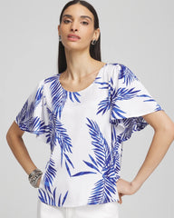 Chico's Women | Flutter Sleeve Satin Top BLUE CASA