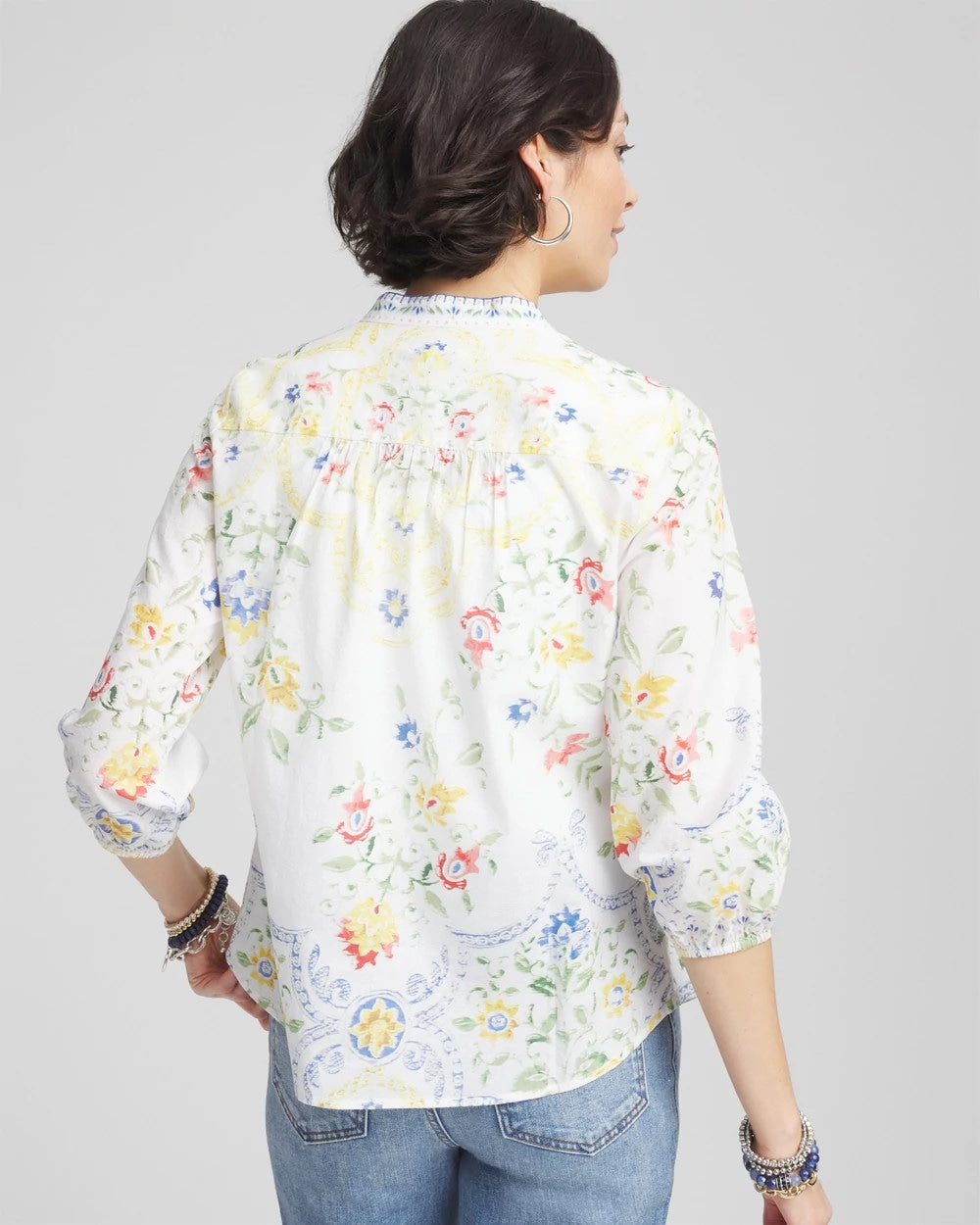 Chico's Women | Floral Billow-Sleeve Blouse MELON MAMBO