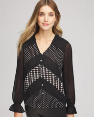 Chico's Women | Georgette Polka Dot Blouse BLACK