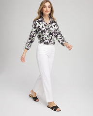 Chico's Women | No Iron™ Abstract Floral Shirt SALTED LIME