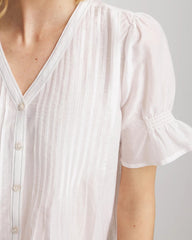 Chico's Women | Pleated Cotton-Silk Shirt ALABASTER