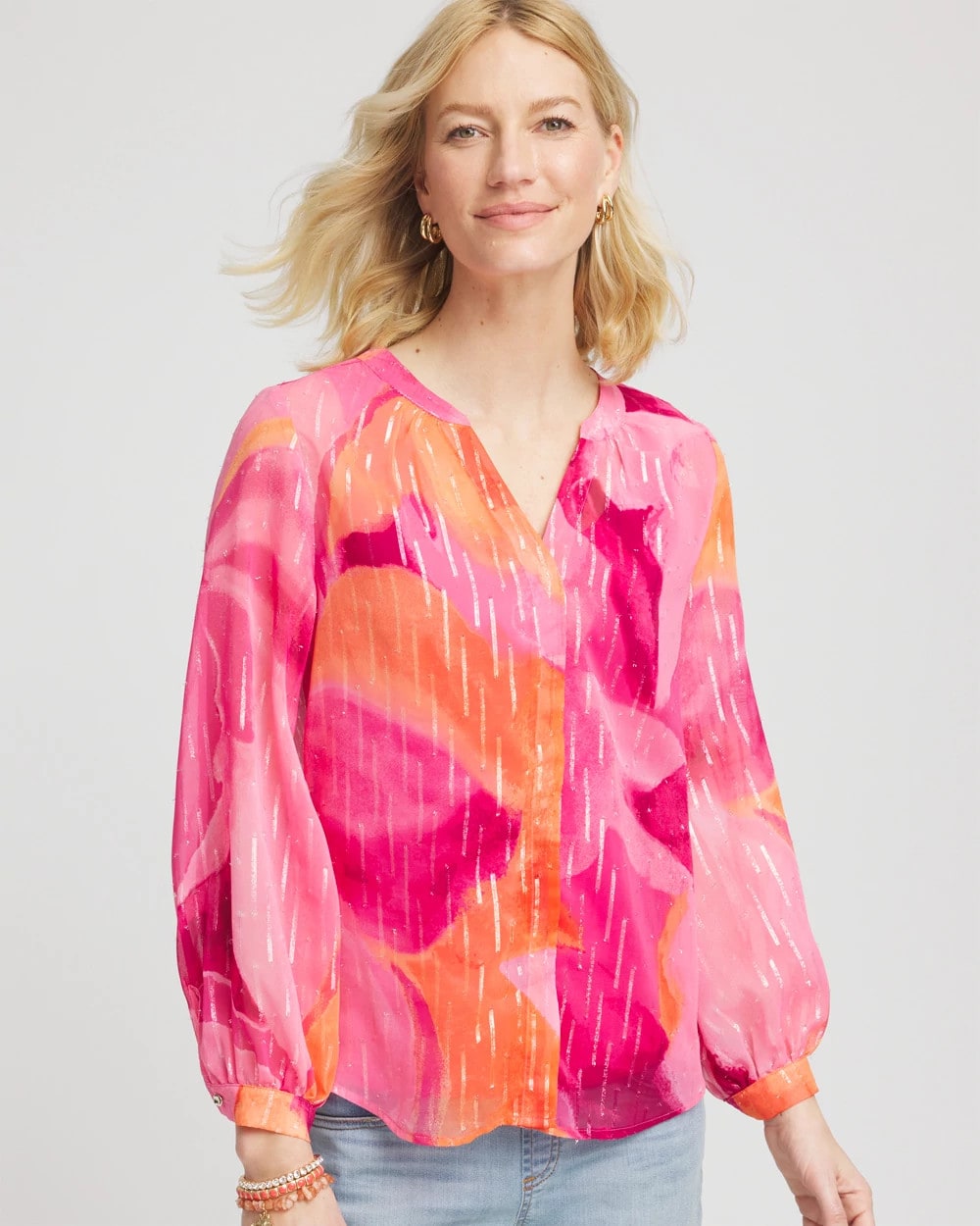 Chico's Women | Watercolor Classic Fit Chiffon Blouse CRUSHED BERRIES