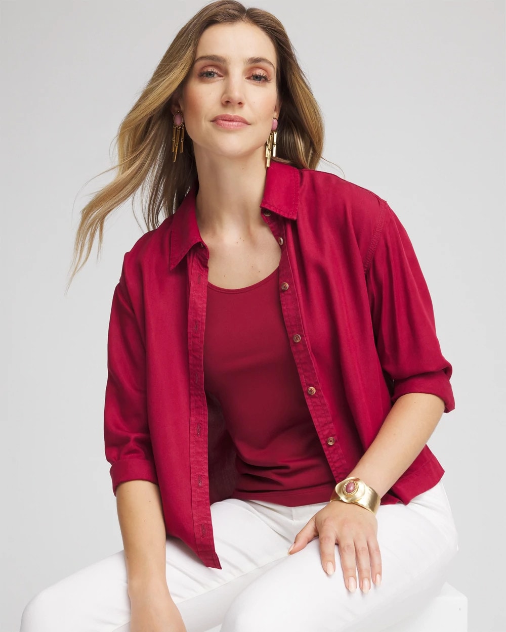 Chico's Women | Tencel™ Classic Fit Shirt RUSSET RED