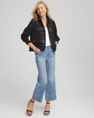 Chico's Women | Embroidered Eyelet Collared Shirt BLACK