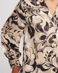 Chico's Women | Floral Burnout Blouson-Sleeve Blouse BLACK
