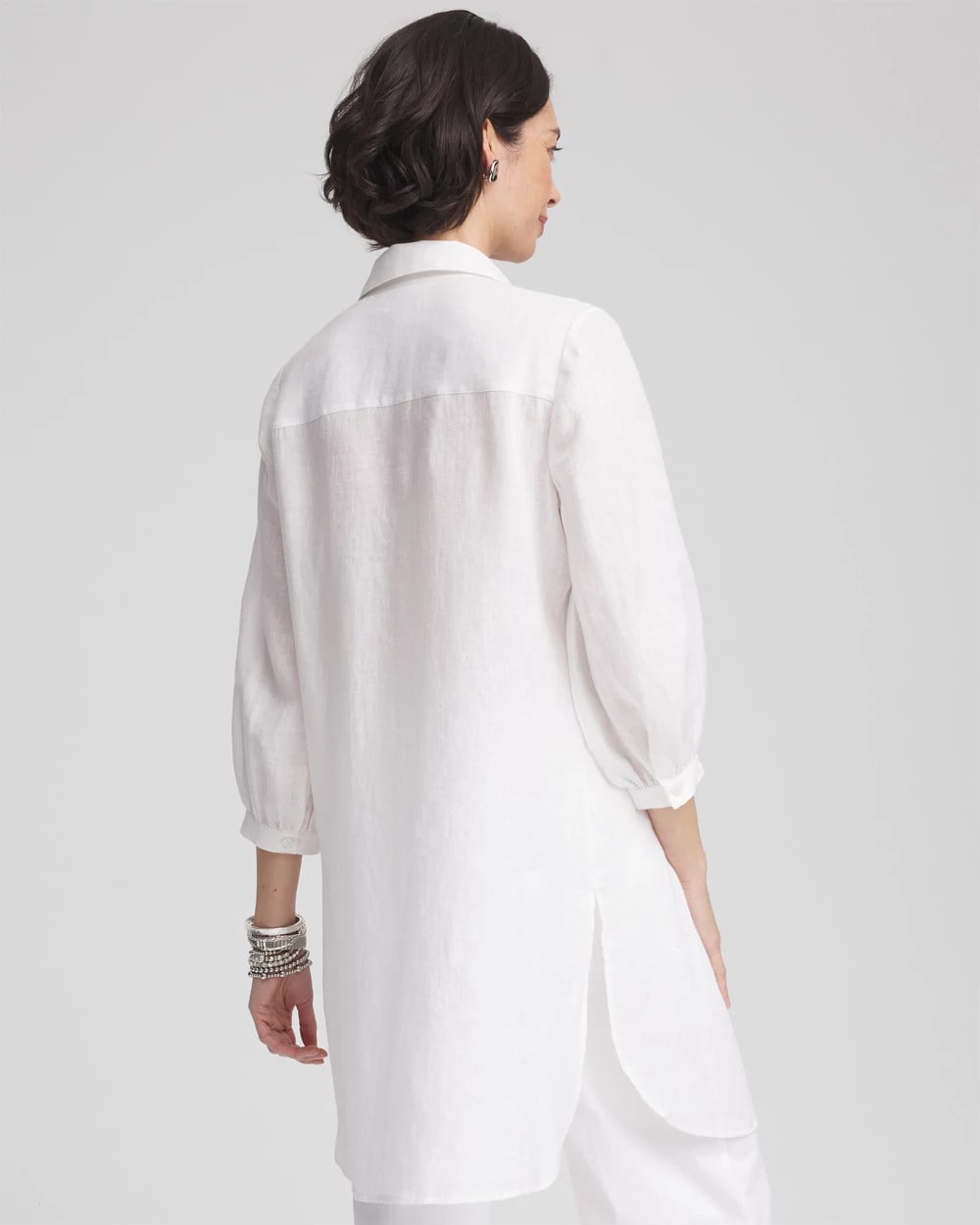 Chico's Women | Pintuck Placket Linen Tunic ALABASTER