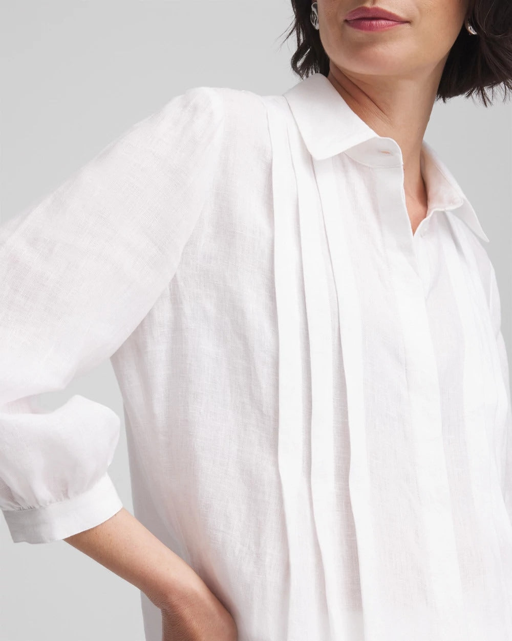 Chico's Women | Pintuck Placket Linen Tunic ALABASTER