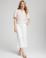 Chico's Women | Striped Linen Popover Shirt SYCAMORE