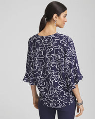 Chico's Women | Ecovero™ Tie-Front Frill Sleeve Blouse PASSPORT BLUE