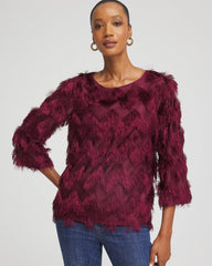 Chico's Women | Chevron Fringe Party Top DEEP CHIANTI
