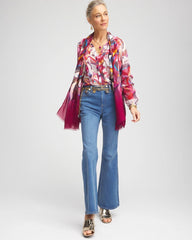 Chico's Women | Abstract Ruffles Crinkle Blouse SWEET BERRY