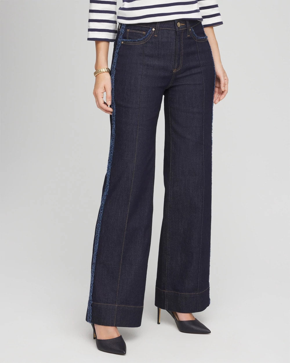 Chico's Women | Frayed High-Rise Wide-Leg Jeans CEDAR RINSE