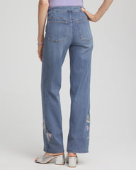 Chico's Women | Embroidered Pull-On Wide-Leg Jeans SORAYA INDIGO
