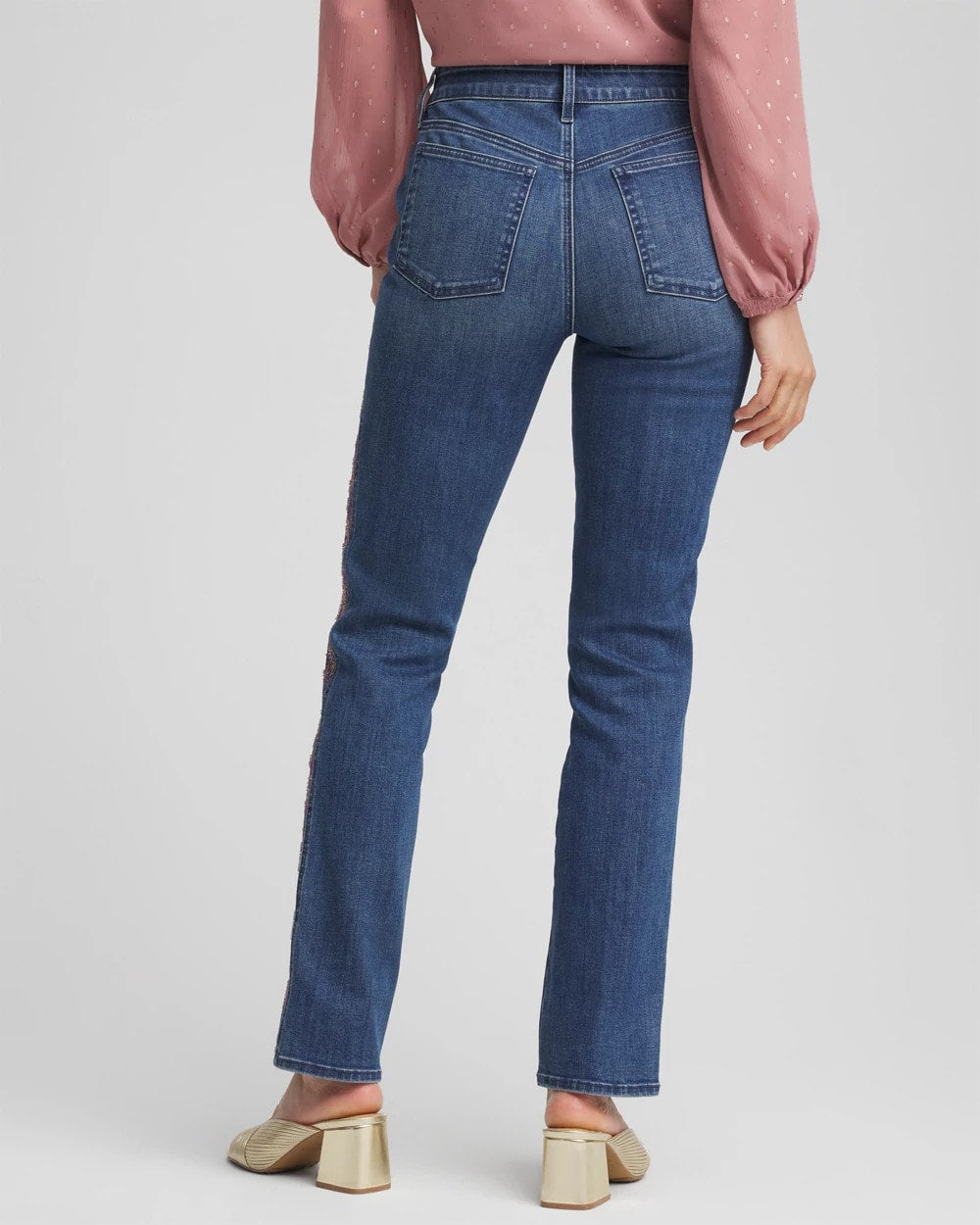 Chico's Women | Lace Embroidered Pull-On Straight Jeans ALPINE INDIGO