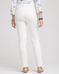 Chico's Women | No-Stain Girlfriend Frayed Ankle Jeans ALABASTER