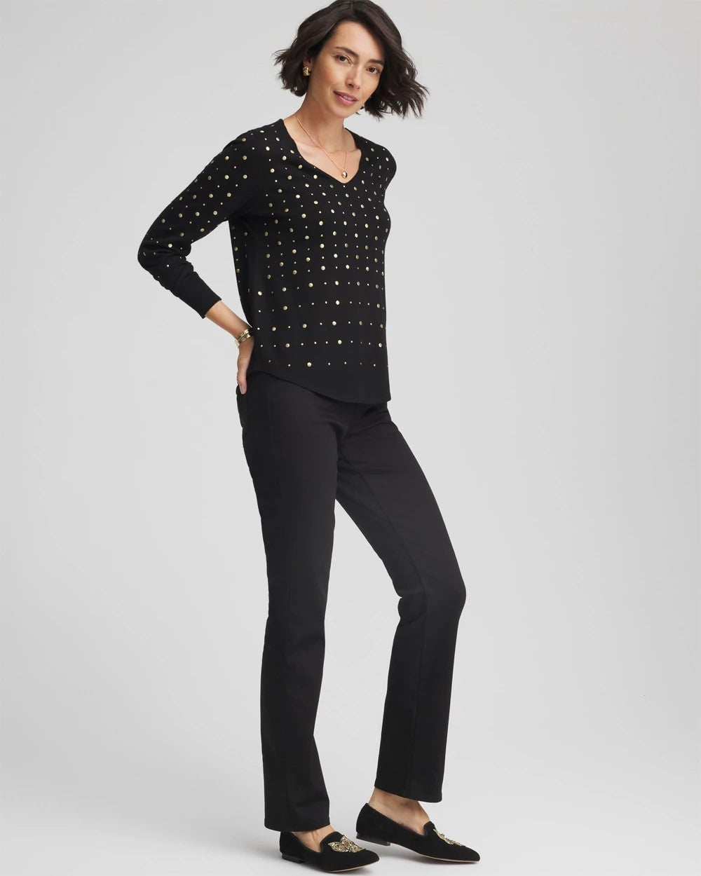 Chico's Women | Pull-On Straight Jeans BLACK