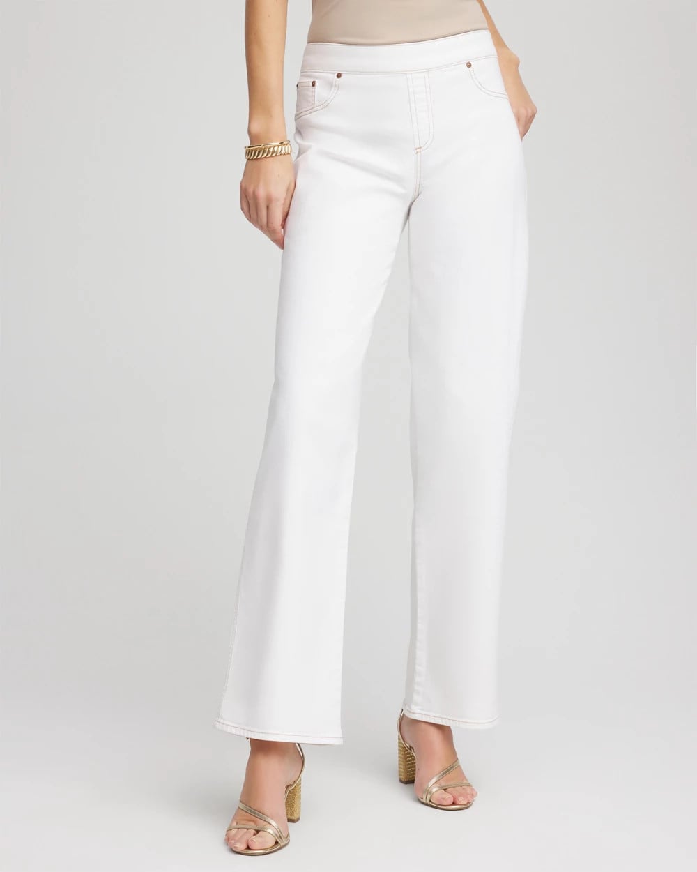 Chico's Women | Seeded Pull-On Wide-Leg Jeans NATURAL SEEDED