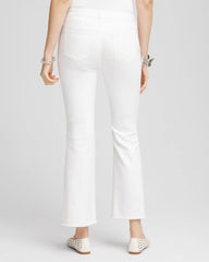 Chico's Women | No-Stain Girlfriend Frayed Flared Jeans ALABASTER