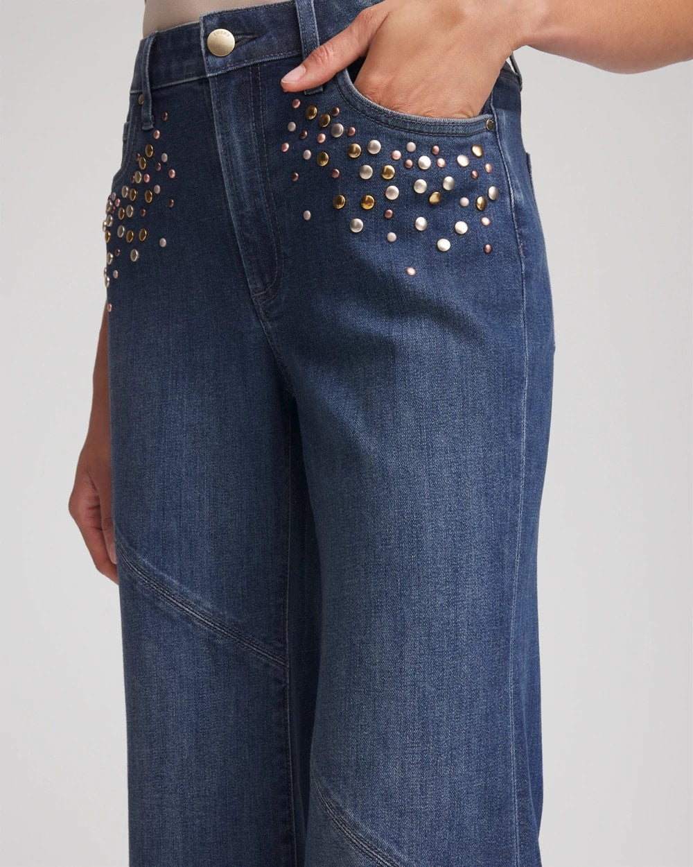 Chico's Women | Embellished Frayed Flared-Leg Jeans IRVINA INDIGO