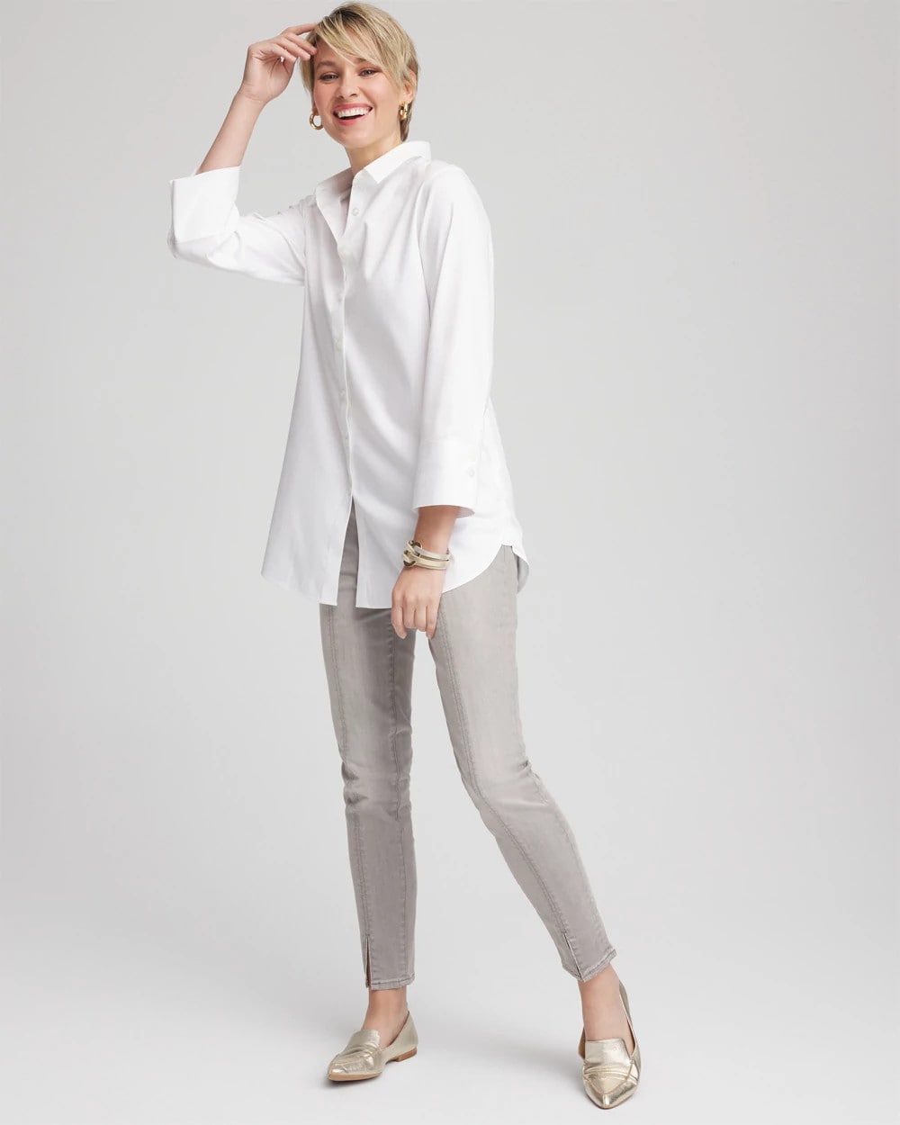 Chico's Women | Silver Pull-On Slim Ankle Jeggings SILVER BIRCH WASH