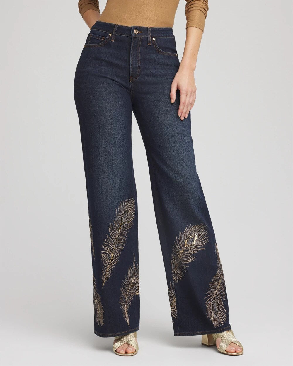 Chico's Women | Embellished High-Rise Wide-Leg Jeans MARCONI INDIGO