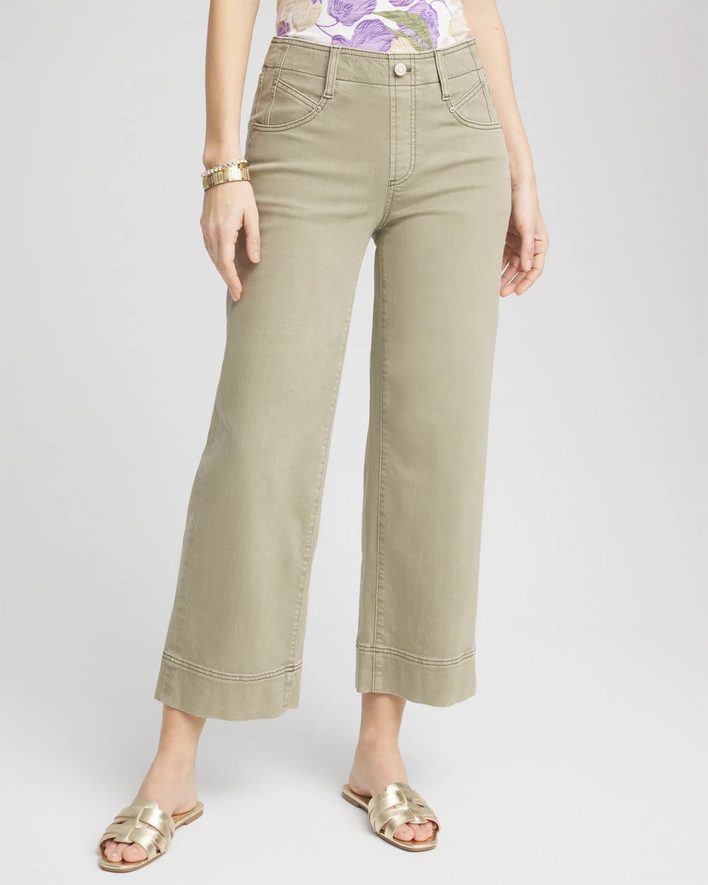 Chico's Women | Pull-On Wide-Leg Cropped Jeans WASHED SAGE