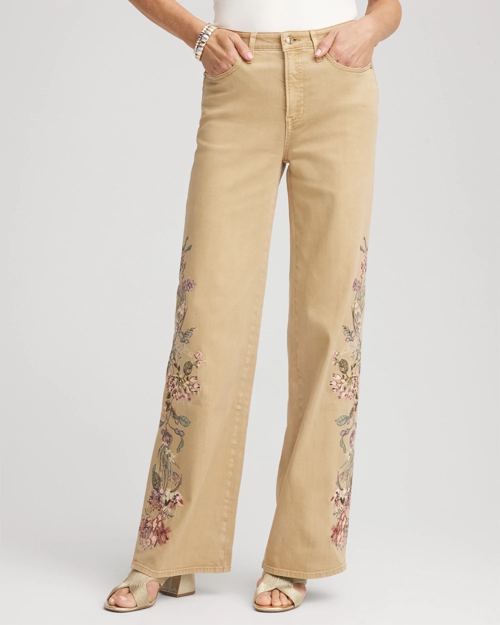 Chico's Women | Embroidered High-Rise Wide-Leg Jeans CAFE AROMA