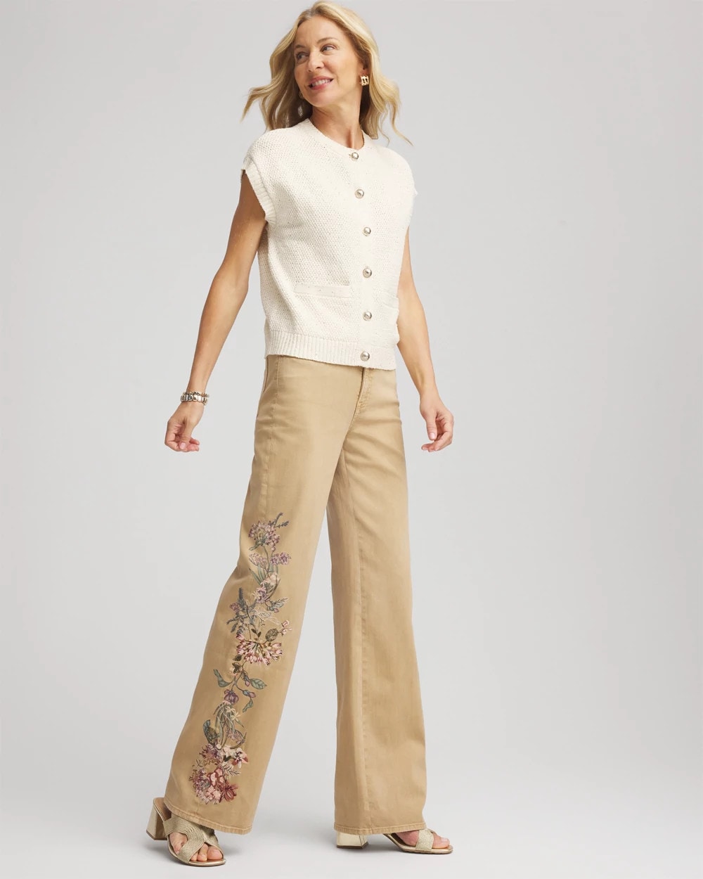 Chico's Women | Embroidered High-Rise Wide-Leg Jeans CAFE AROMA