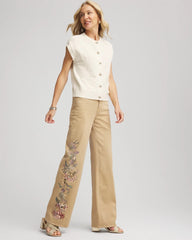 Chico's Women | Embroidered High-Rise Wide-Leg Jeans CAFE AROMA