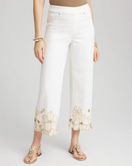 Chico's Women | Pull-On Embellished Cropped Jeans ALABASTER