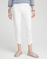 Chico's Women | No Stain Pull-On Dolphin-Hem Capri Jeans ALABASTER