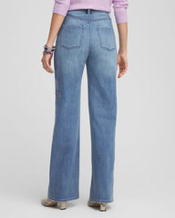 Chico's Women | Embellished High Rise Wide Leg Jeans MEERA INDIGO