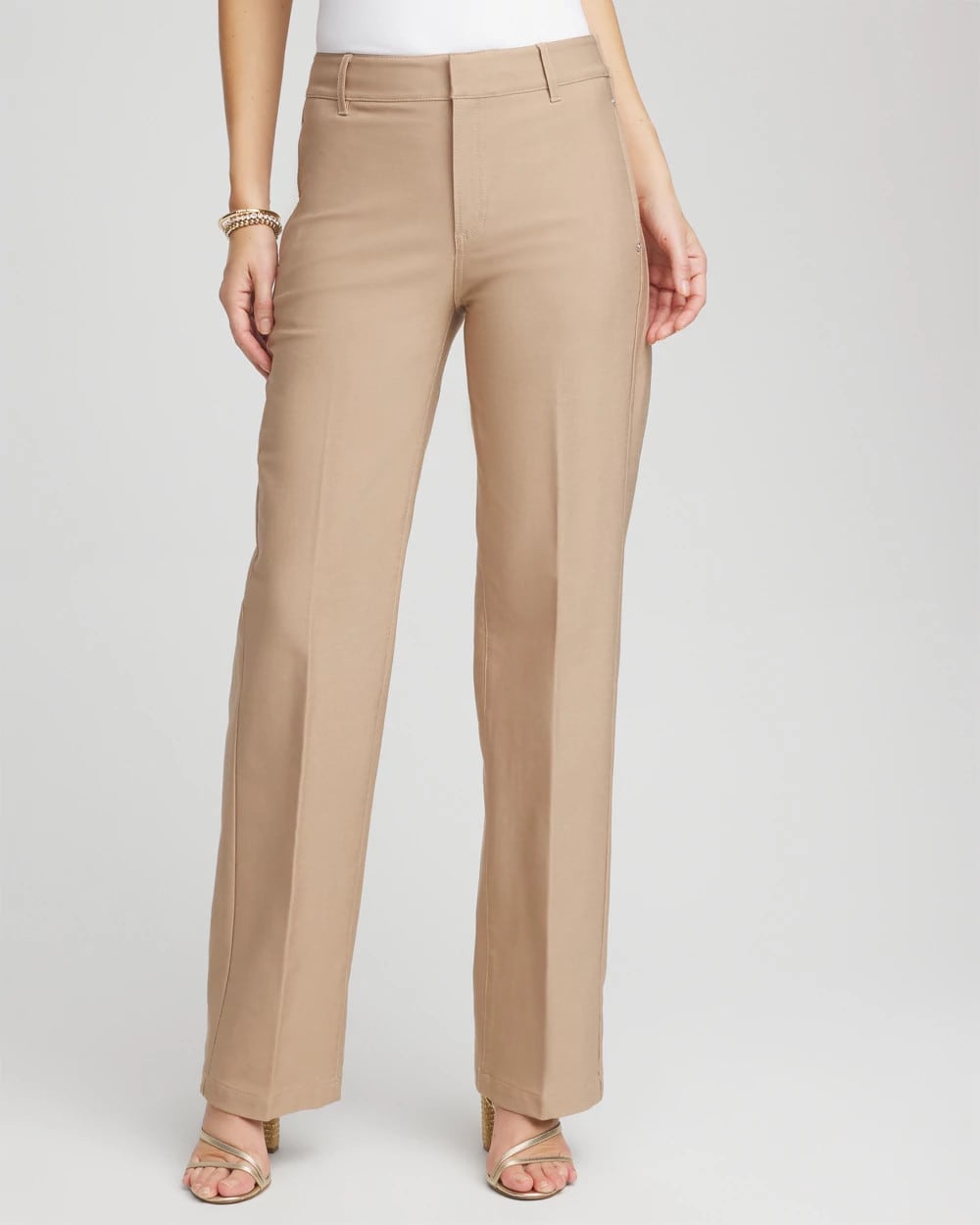Chico's Women | Cotton Straight-Leg Trousers CATTAIL BROWN