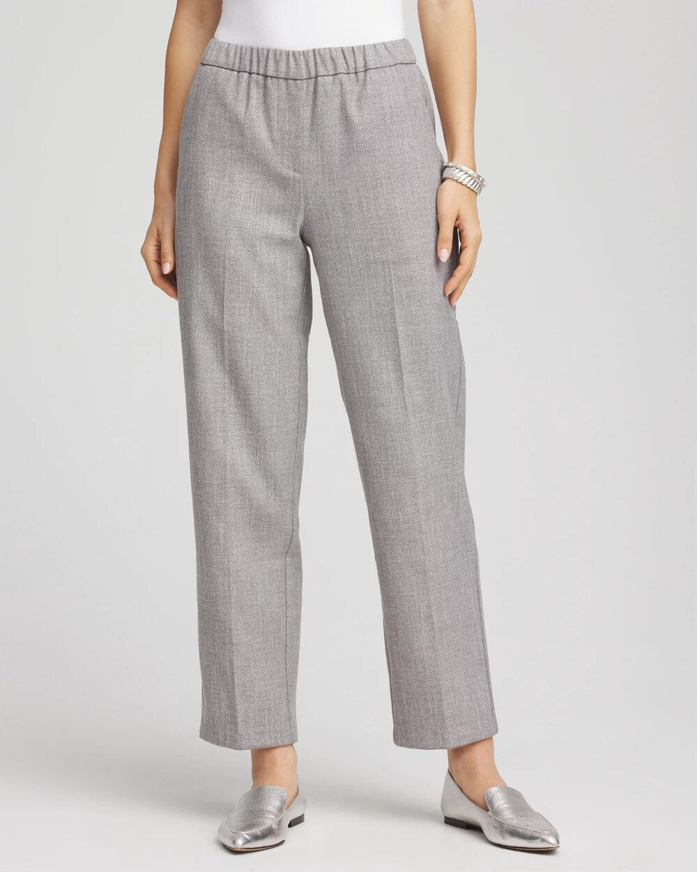 Chico's Women | Shimmer Straight Tapered Ankle Pants SILVER