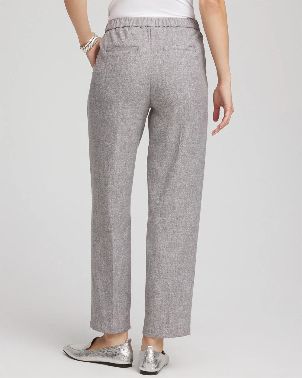 Chico's Women | Shimmer Straight Tapered Ankle Pants SILVER