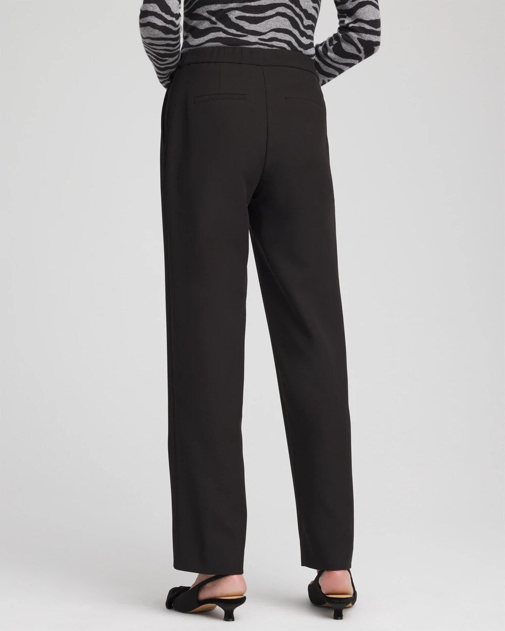 Chico's Women | Textured Straight Tapered Ankle Pants BLACK