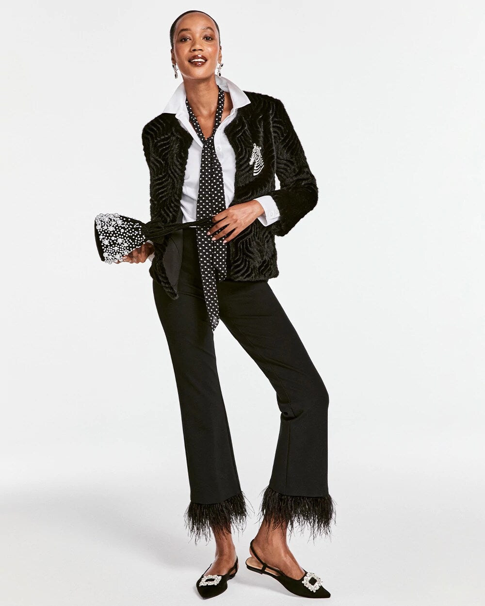 Chico's Women | Juliet Feathered Flared Cropped Pants BLACK