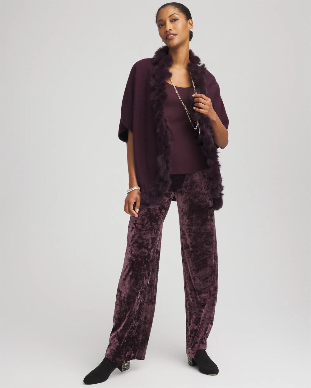 Chico's Women | Crushed Velvet Wide-Leg Pants NIGHT BLOOM