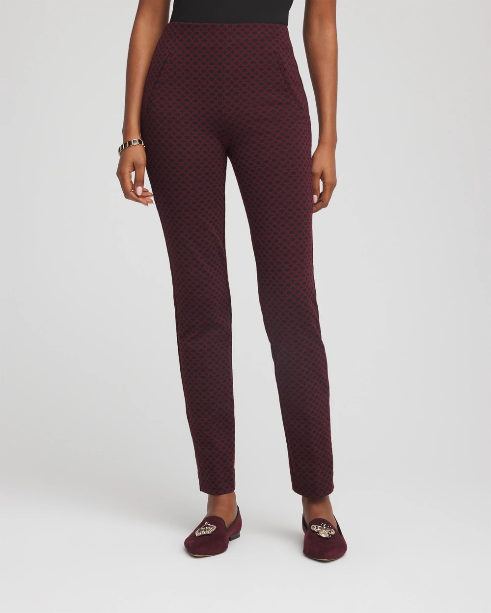 Chico's Women | Circle Jacquard Juliet Slim Ankle Pants BLACK